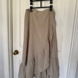 Neutral Taupe High-Low Ruffle Skirt